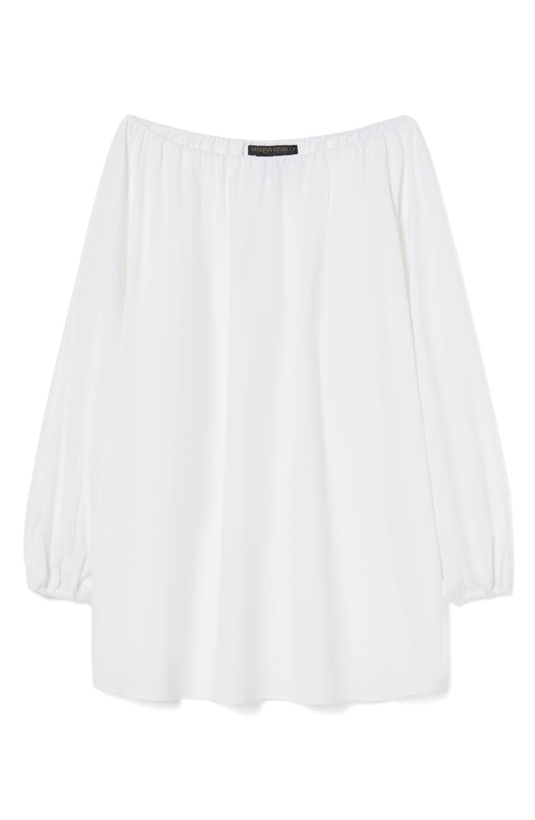 Marina Rinaldi Melk Off the Shoulder Long Sleeve Poplin Top, Alternate, color, Optical White