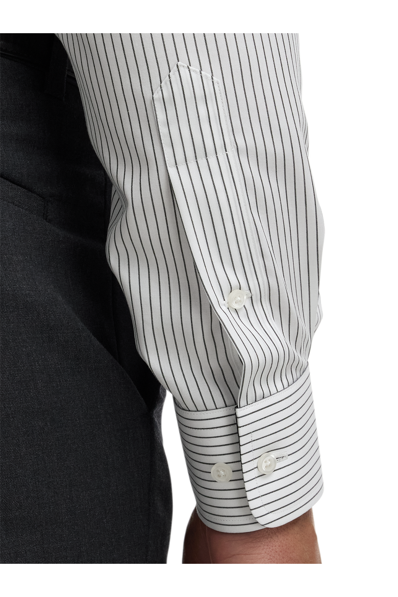 Cotton Buttondown Collar Broadcloth Classic Contrast Trim Button Cuff Long Sleeve Shirt, Alternate, color, Black