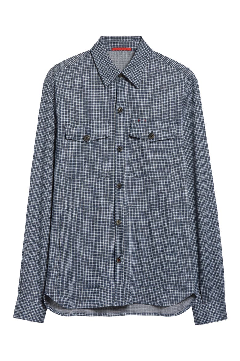 The Check Cotton & Silk Overshirt, Alternate, color, MEDIUM BLUE