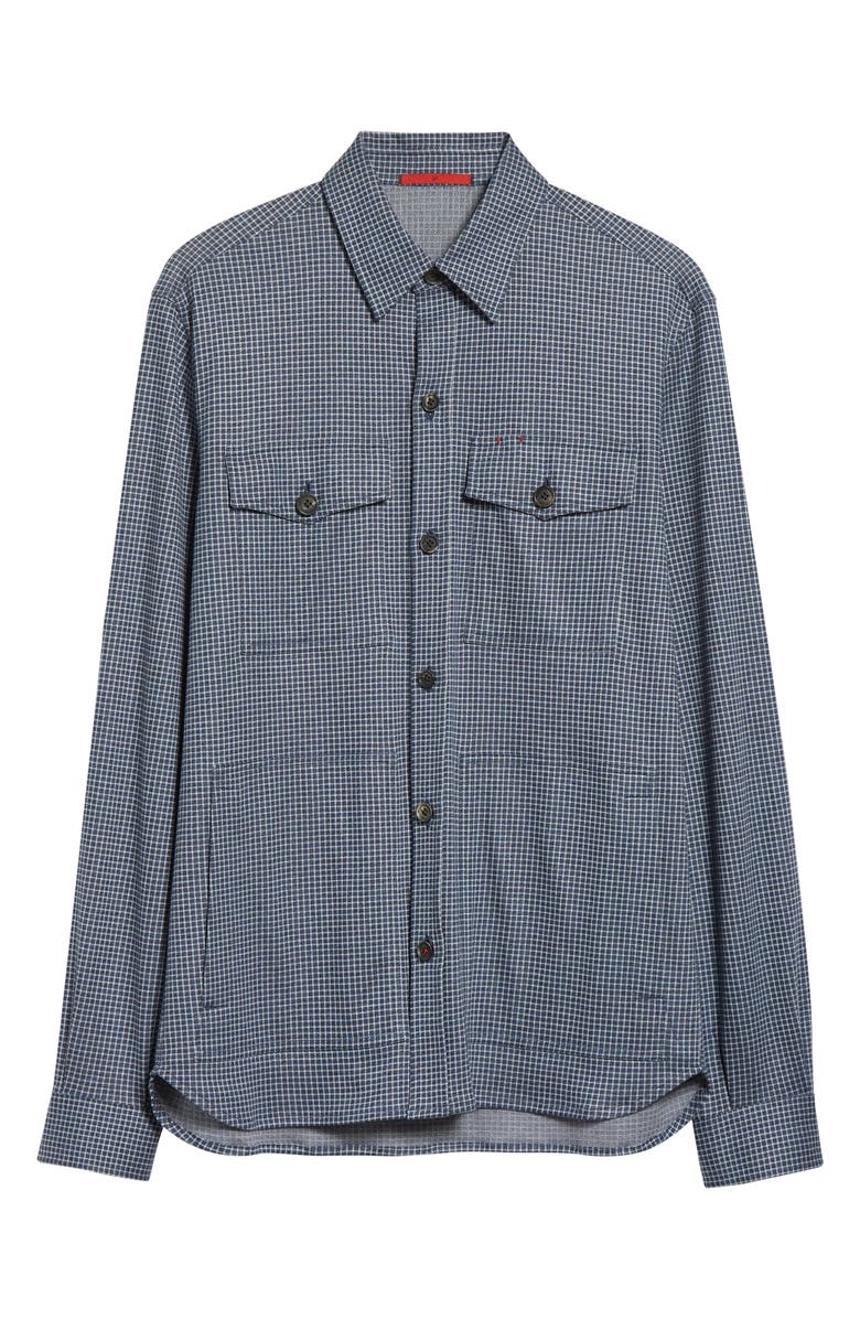 ISAIA The Check Cotton & Silk Overshirt, Alternate, color, Medium Blue