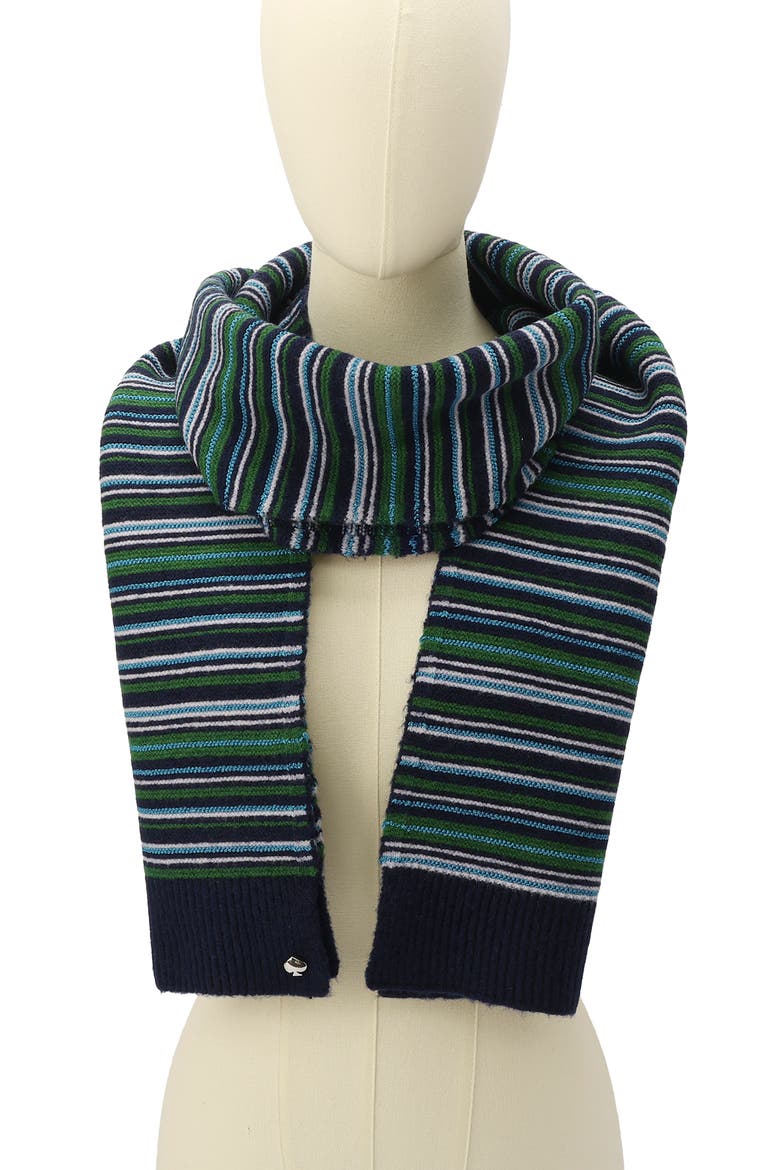 Garter Stitch Stripe Scarf, Alternate, color, FRENCH NAVY MULTI