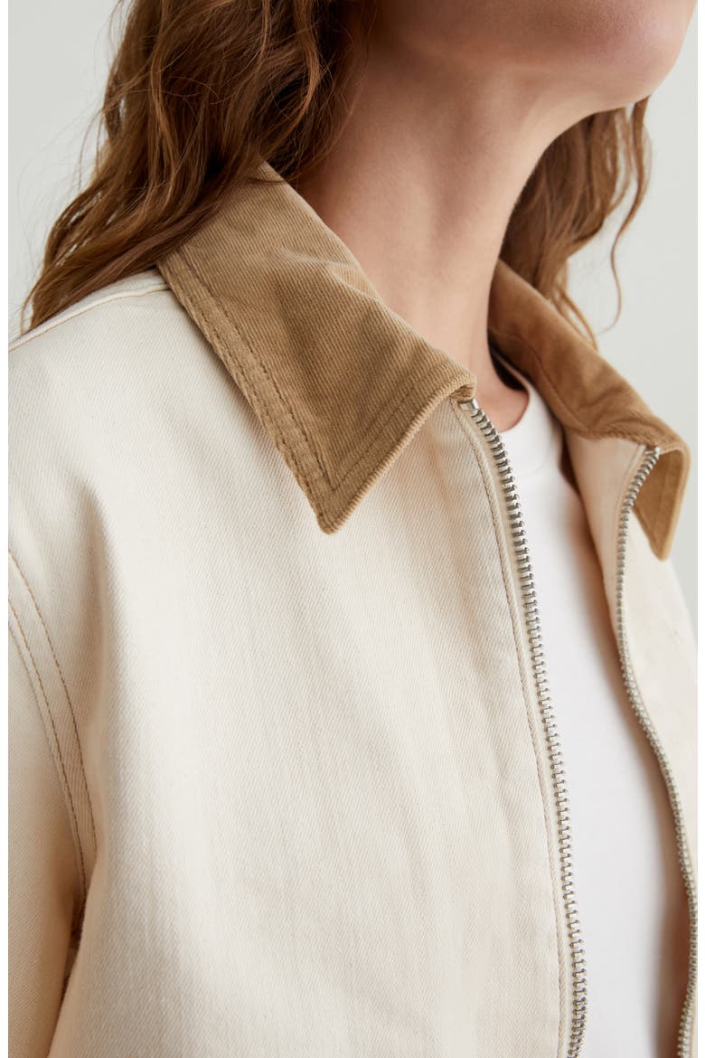 Jo Corduroy Collar Crop Denim Utility Jacket, Alternate, color, WHITE OAT/ SANDSTONE MIST