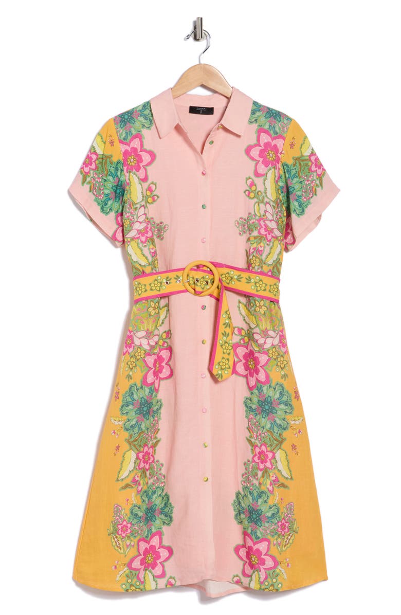 T Tahari Floral Short Sleeve Belted Shirtdress, Main, color, Eternity Garden Print