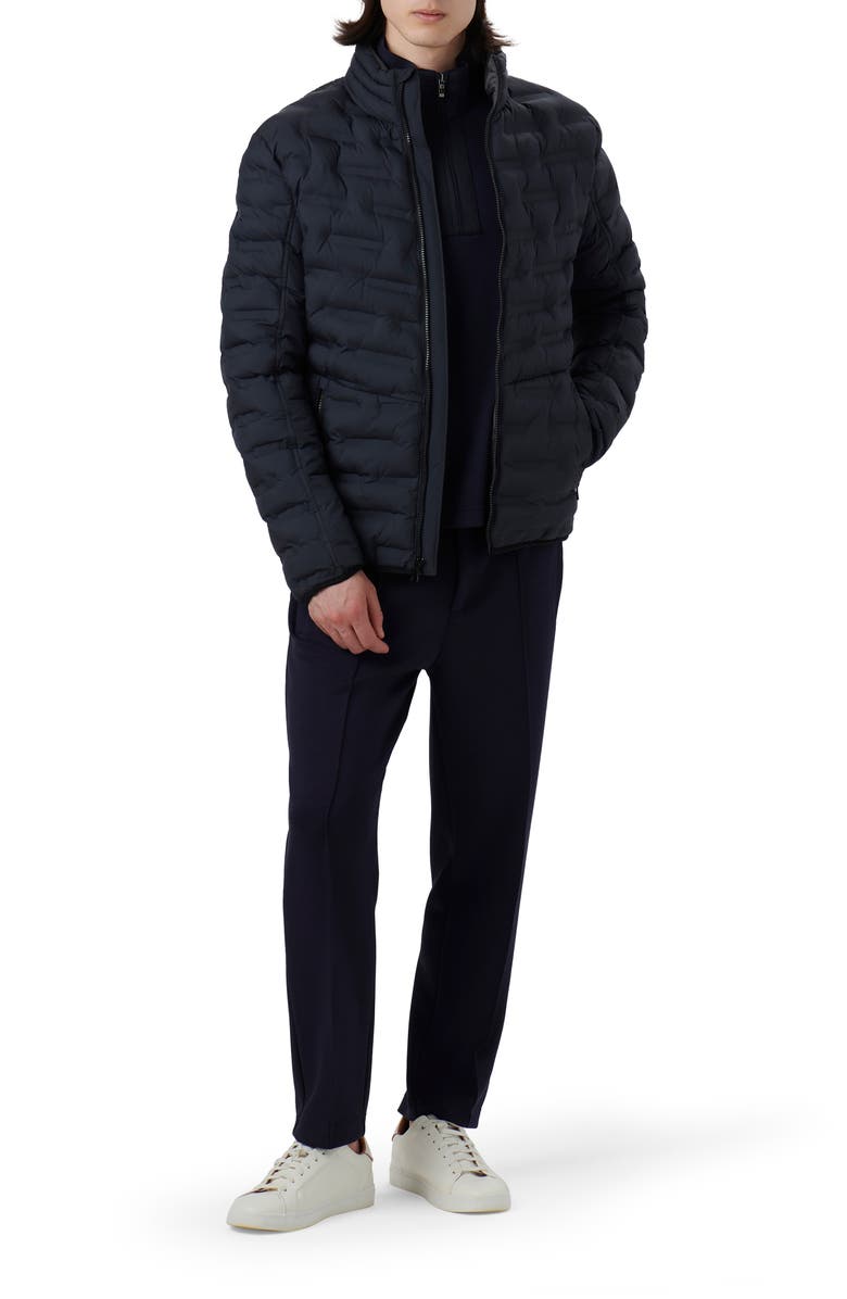 Bugatchi Quilted Bomber Jacket, Alternate, color, Navy