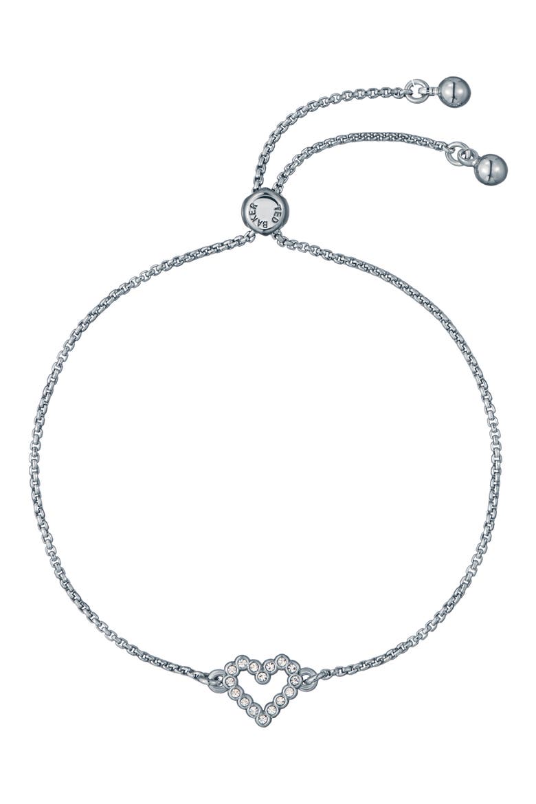 Amorita Halo Heart Bracelet, Main, color, SILVER TONE/ CLEAR CRYSTAL