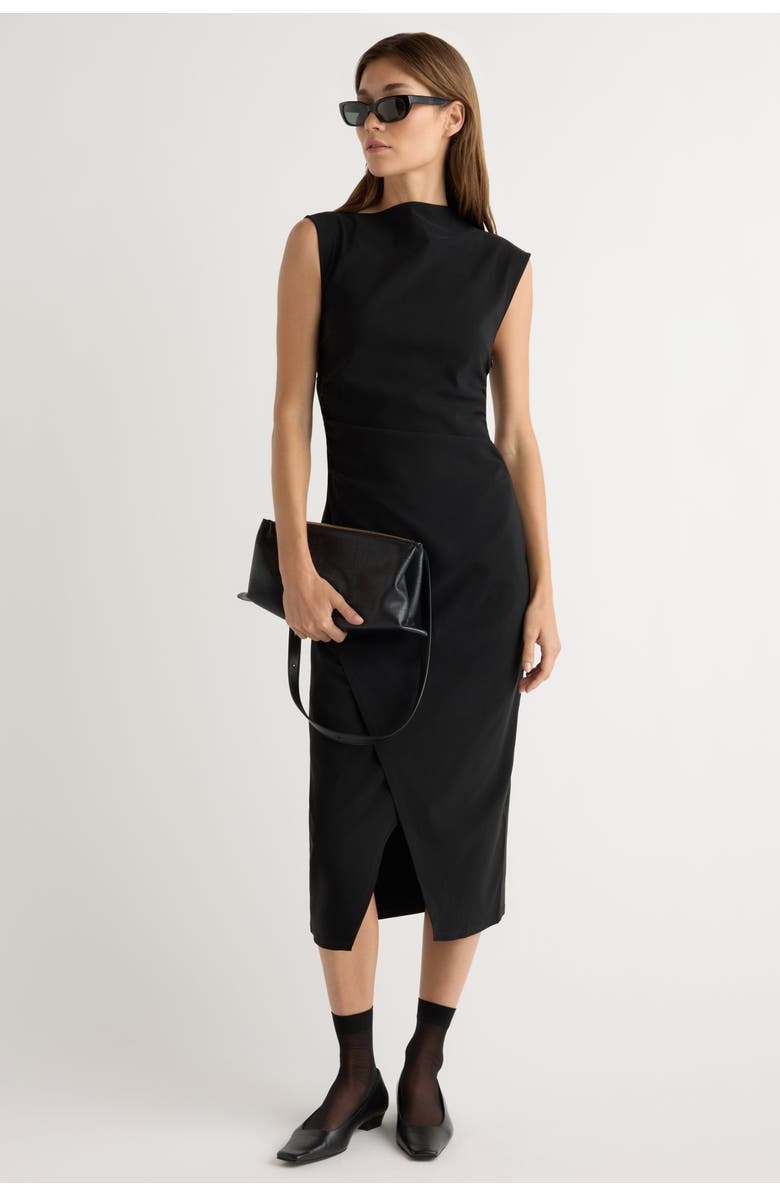 Modern Citizen Manon Asymmetric-Neck Ruched Dress, Alternate, color, Black