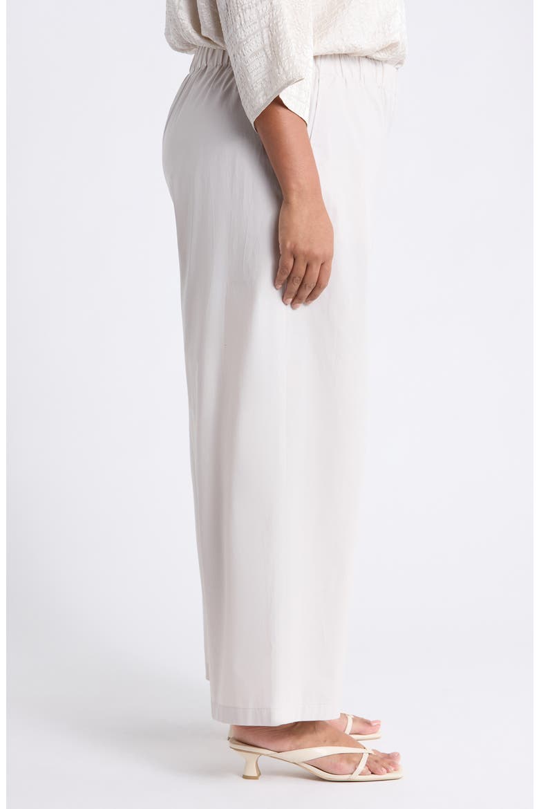 Stretch Cotton Poplin Wide Leg Ankle Pants, Alternate, color, CHALK