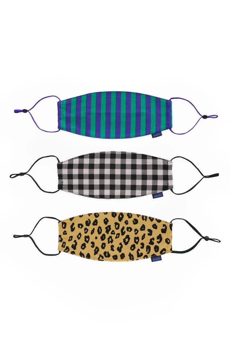 Baggu 3-Pack Assorted Organic Cotton Adult Face Masks, Main, color, 