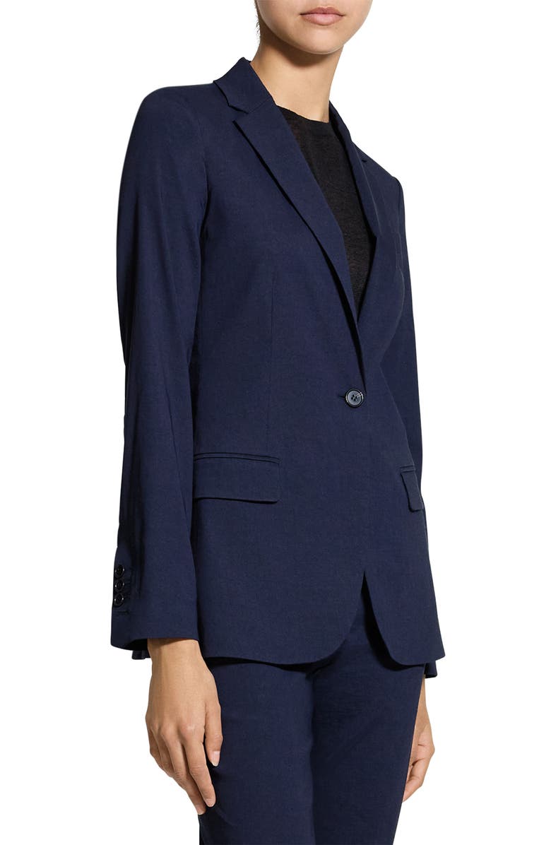 Theory Linen Blend Staple Blazer, Alternate, color, Midnight Navy