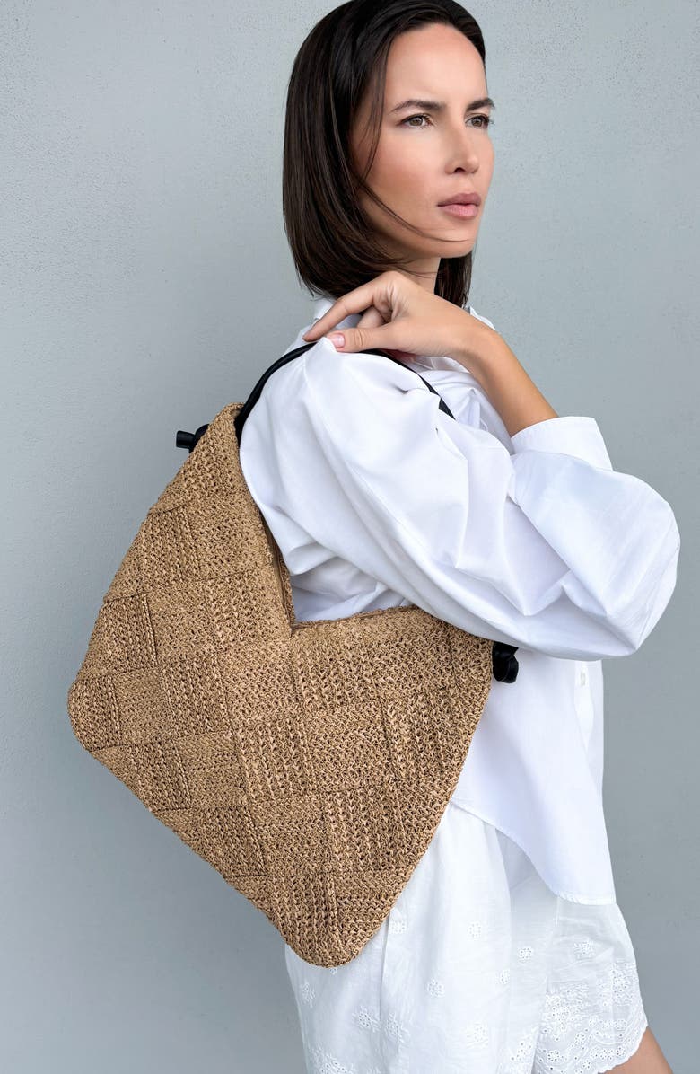 Adornia Raffia Hobo Shoulder Bag, Alternate, color, Brown