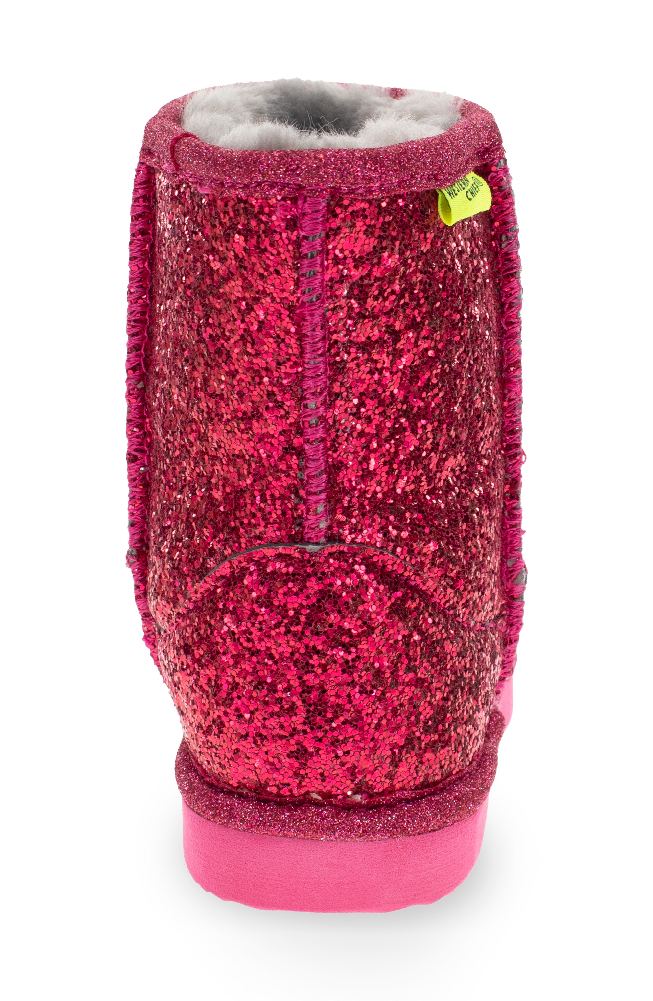 Kids' Emma Glitter Faux Fur Lined Boot, Alternate, color, PINK