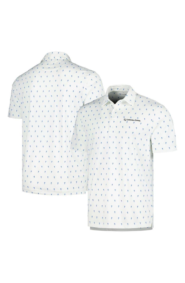 Full Turn Men's White Churchill Downs The Whichway Print Polo, Main, color, 