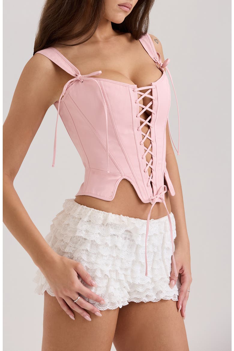 Callie Lace-Up Front Corset Top, Alternate, color, SILVER PINK