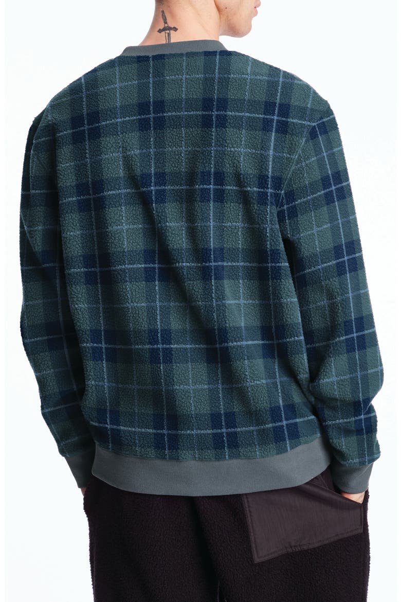 Plaid Fleece Crewneck Sweatshirt, Alternate, color, BLUE PLAID/ VERGLAS