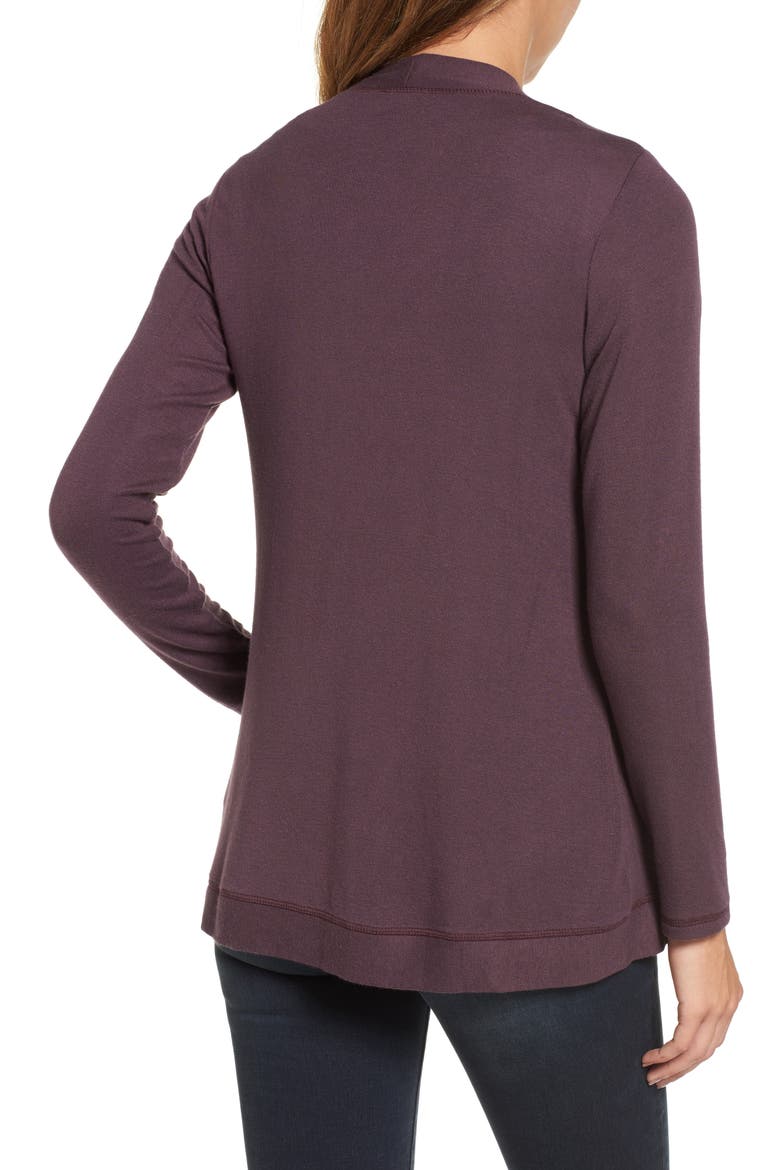 Exposed Topstitch Cardigan, Alternate, color, BURGUNDY