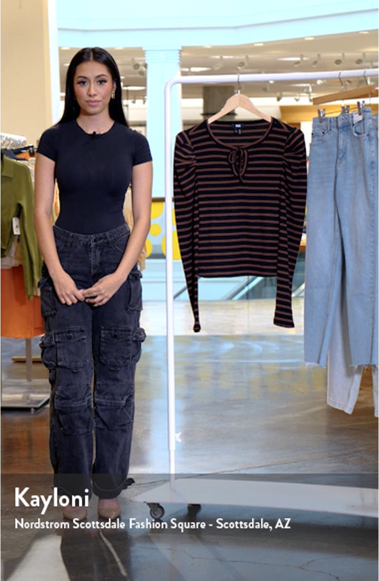 Lorna Stripe Keyhole Tie Neck Top, sales video thumbnail