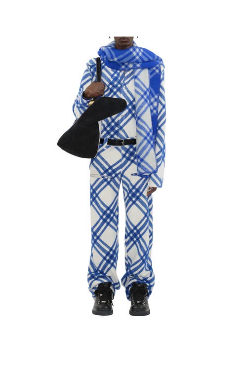 Burberry Check-pattern Wool Scarf In Knight