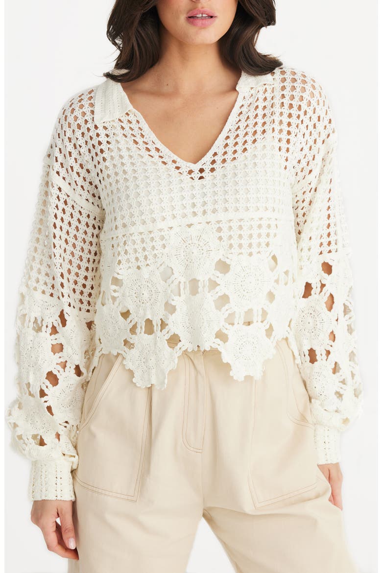 Pixie Open Stitch Top, Main, color, OFF WHITE