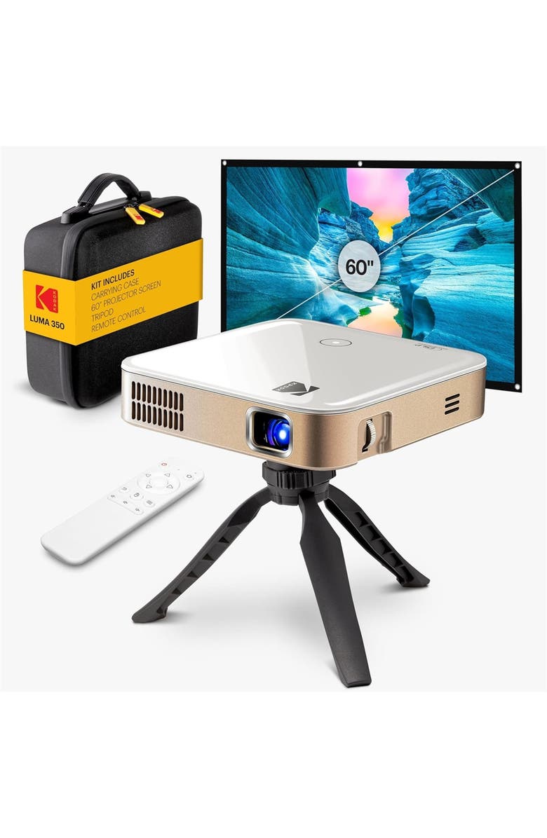 Kodak Luma 350 Smart Projector, Portable Pico Projector with 60" Screen, Case, Tripod & Remote, Main, color, White