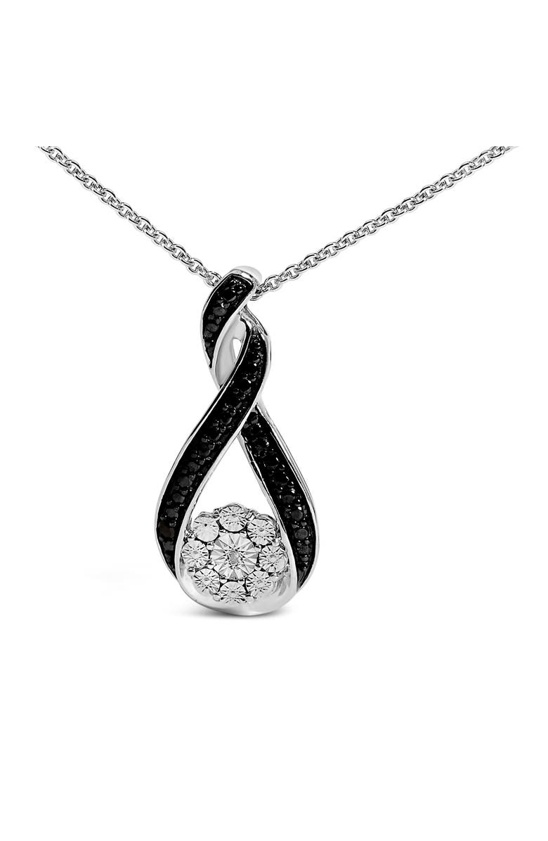 Haus of Brilliance Black Rhodium Plated Sterling Silver Diamond Accent Swirl Drop Pendant Necklace, Alternate, color, Silver