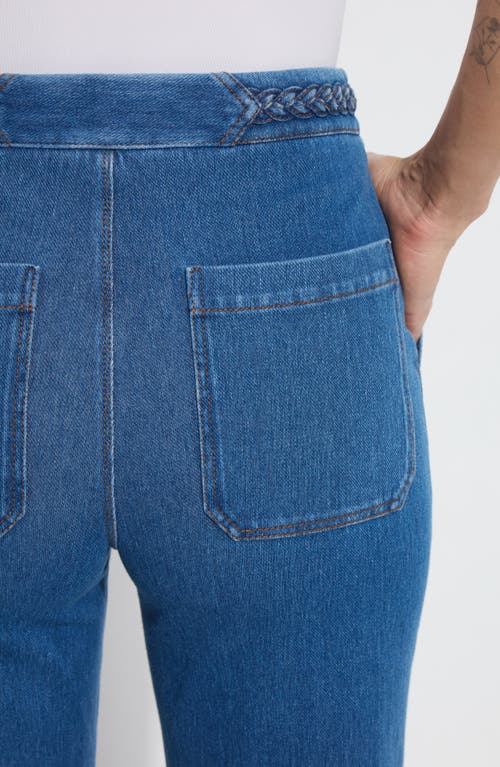 Lyssé Hayes Braid Detail Crop Wide Leg Jeans In Blue