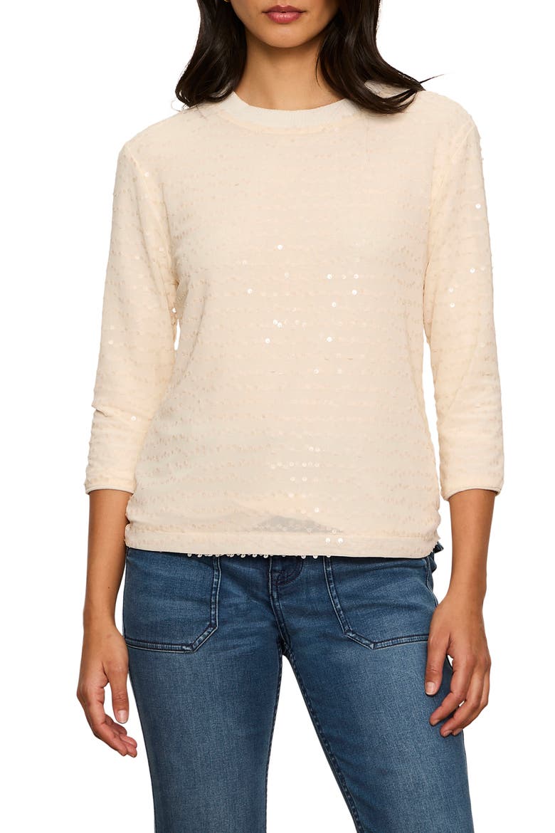 Paillette Sweater, Main, color, BONE