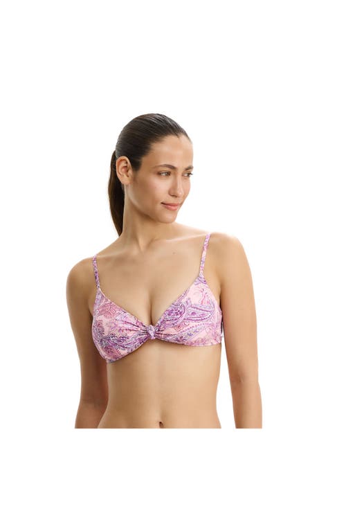 Profile By Gottex Boho Bloom V-neck Knot Bikini Top In Pink