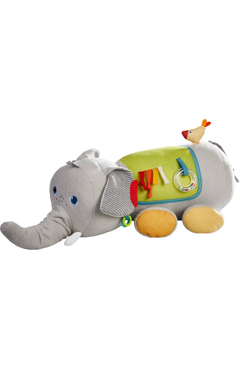 HABA Discovery Elephant Stuffed Animal Sensory Plush Toy with Sounds & Teething Toy Features, Tummy Time Sensory Toy for Babies 6 Months +, Main, color, Multi