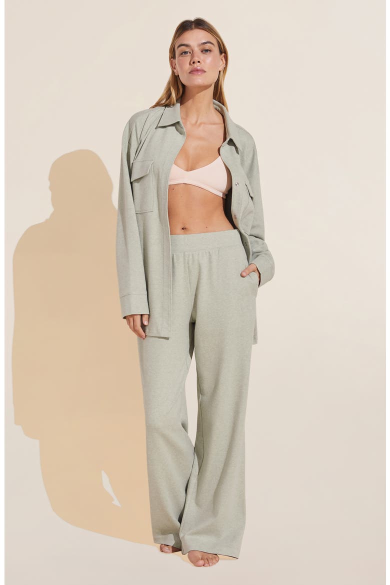 Luxe Stretch Cotton Wide Leg Sweatpants, Alternate, color, BOTANICAL ZEN GREEN