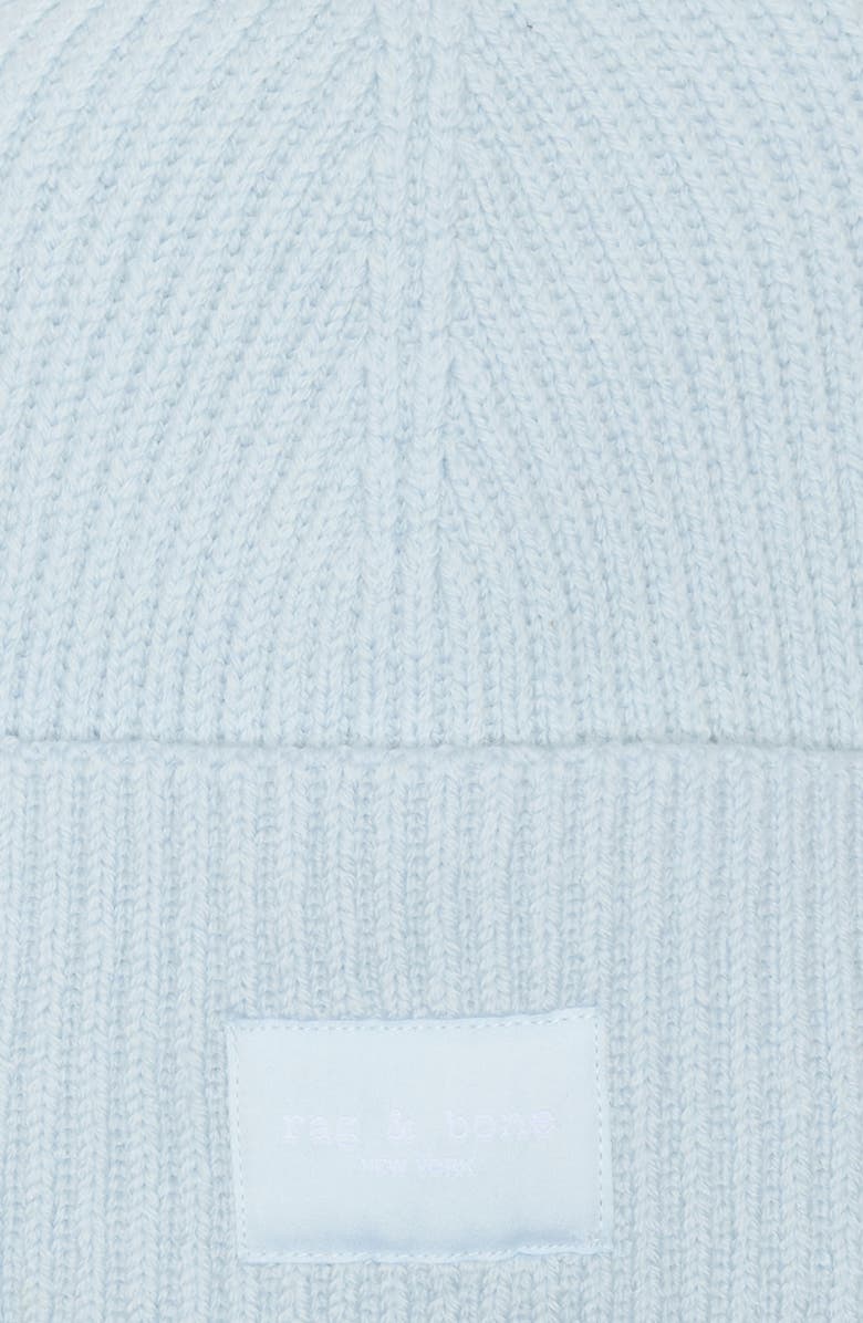 rag & bone Blake Logo Patch Wool Blend Rib Beanie, Alternate, color, Skblu