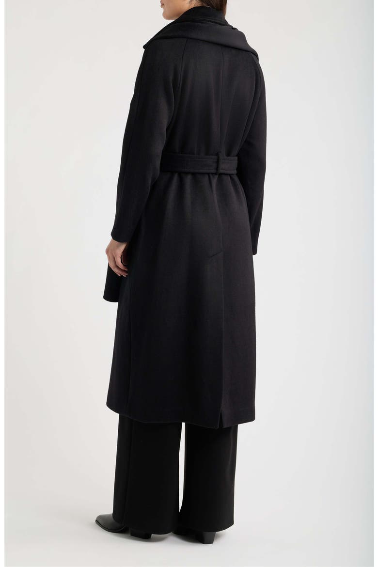 Belted Scarf Coat, Alternate, color, BLACK