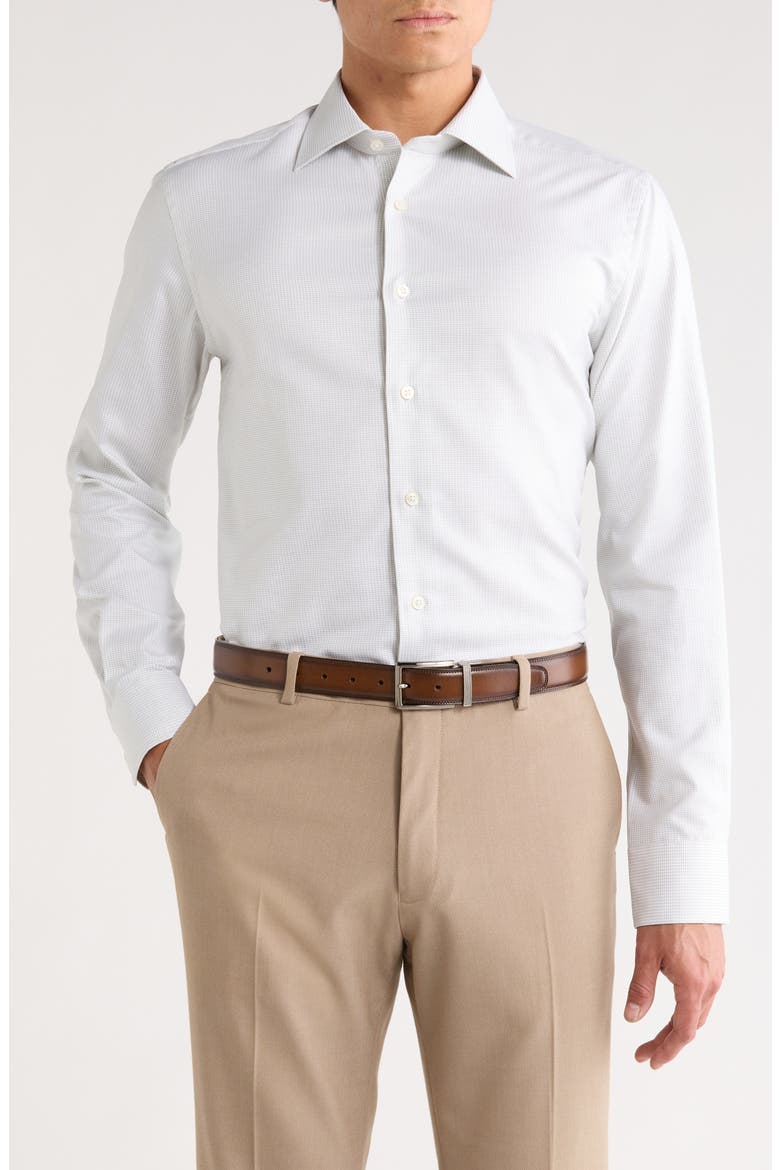 Mini Houndstooth Cotton Dress Shirt, Main, color, SAGE