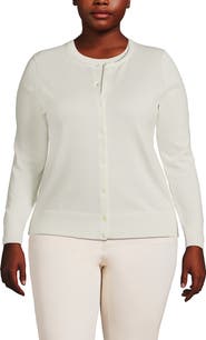 Lands' End Fine Gauge Cotton Cardigan Sweater
