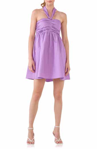 Ruched Halter Cotton Babydoll Minidress
