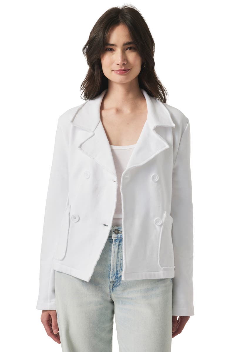 Splendid Double Breasted Cotton French Terry Blazer, Alternate, color, White