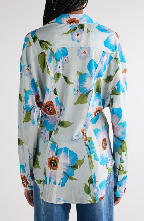 Acne Studios Suri Floral Print Button-up Shirt In Multi Blue