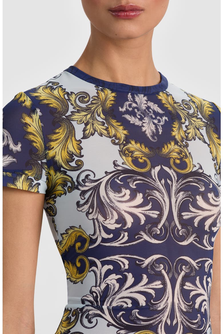 Tess Stretch Mesh Crop T-Shirt, Alternate, color, ANTIQUE SCROLL