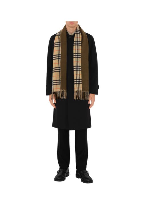 Burberry Reversible Check Cashmere Scarf In Sand/bison