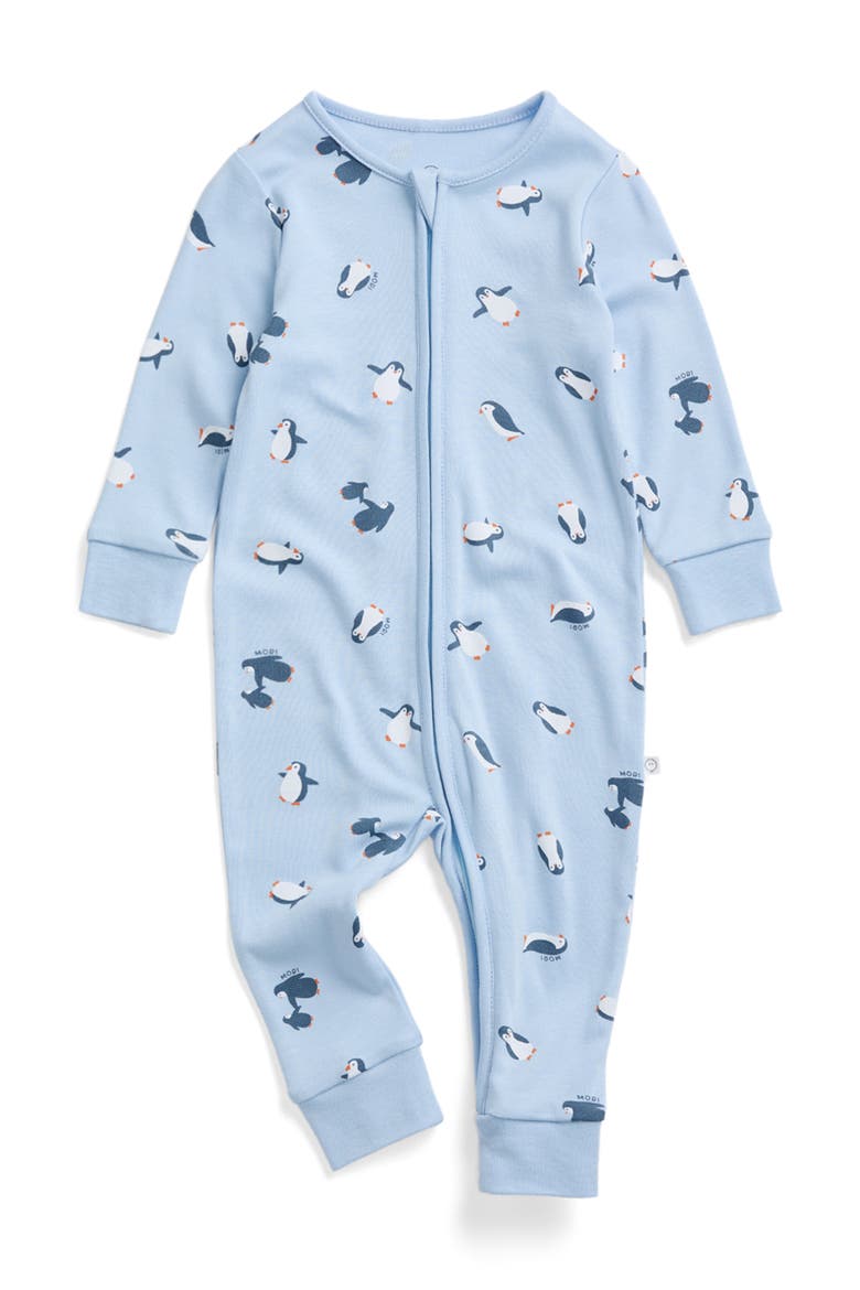 Print Two Way Zip Up Romper, Main, color, Penguins Print