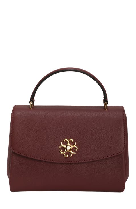 Top Handle Leather Bag with Crossbody Strap