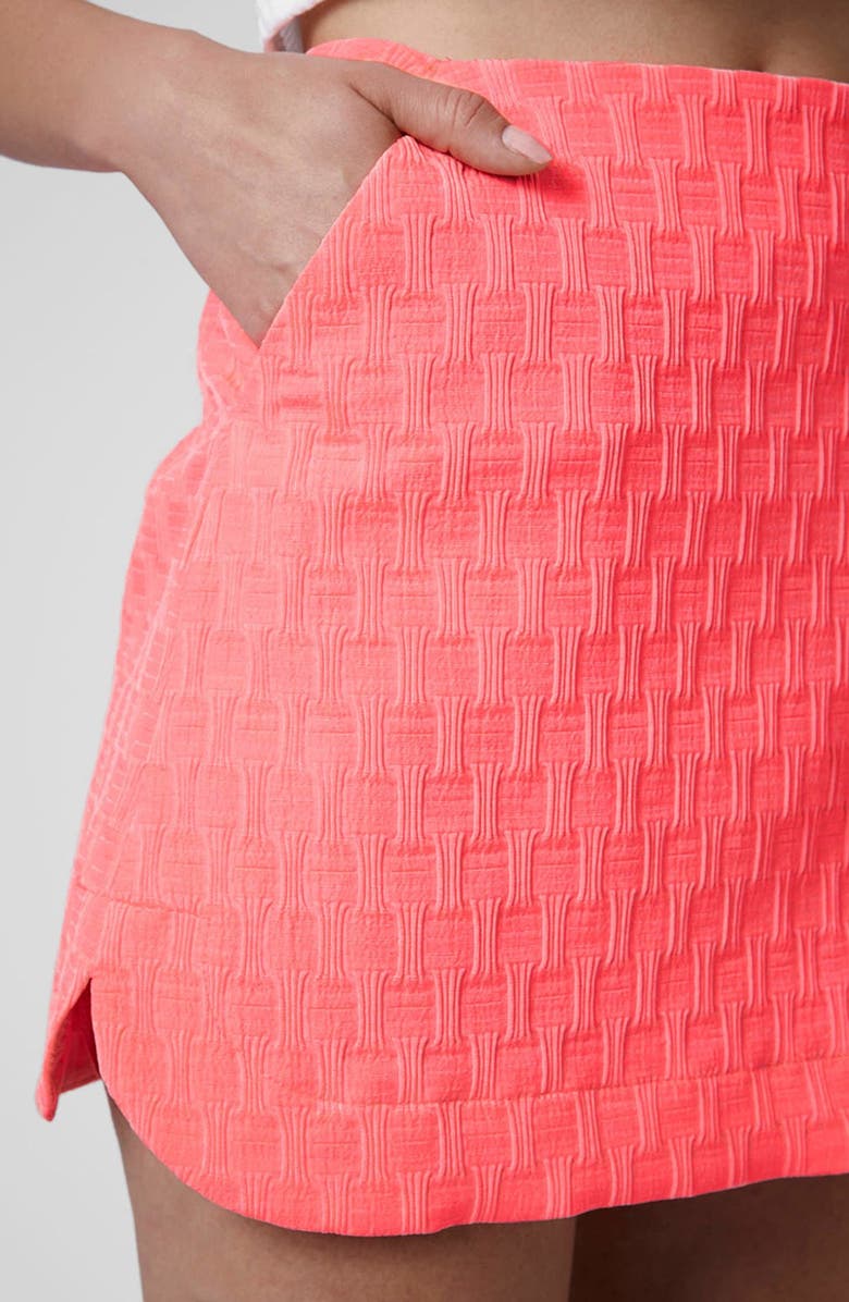 Topshop Textured Curved Hem Miniskirt, Alternate, color,