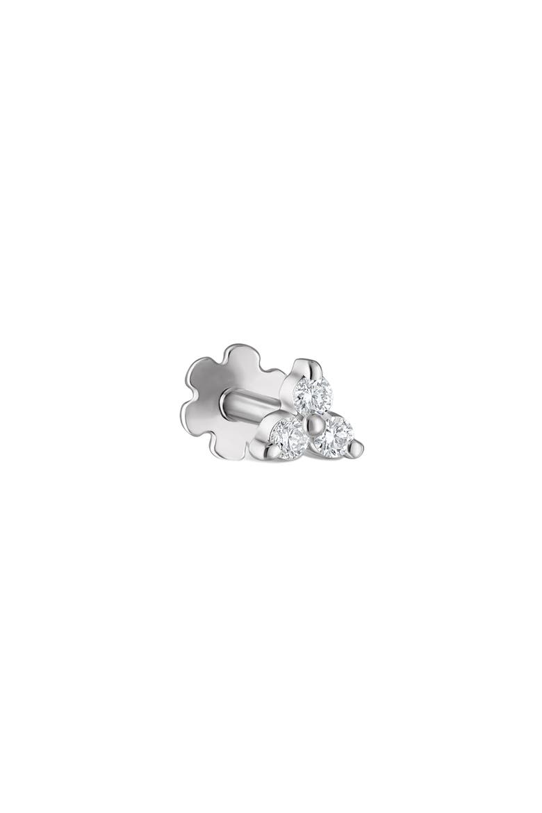Diamond Trinity Threaded Stud Earring, Main, color, WHITE GOLD