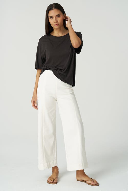 Franne Golde Slub Jersey Elbow Sleeve Crewneck Tee