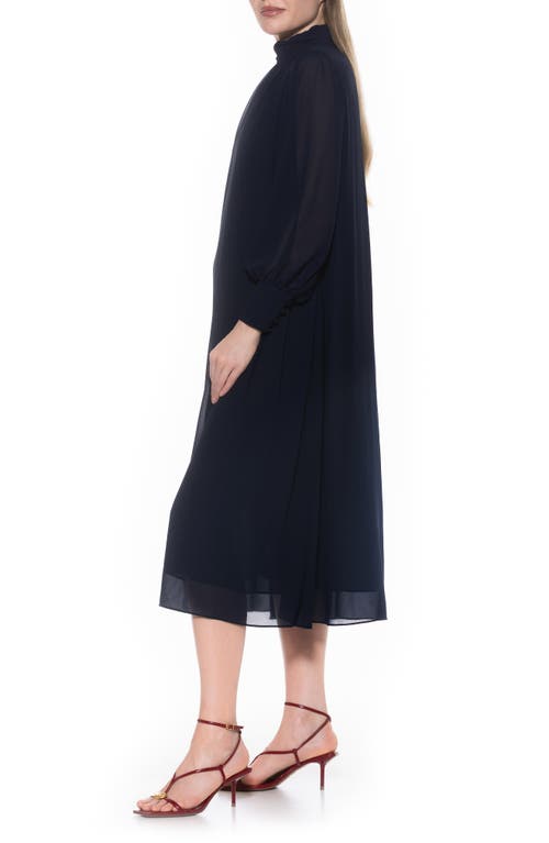 Alexia Admor Kehlani Long Sleeve Chiffon Midi Dress In Black