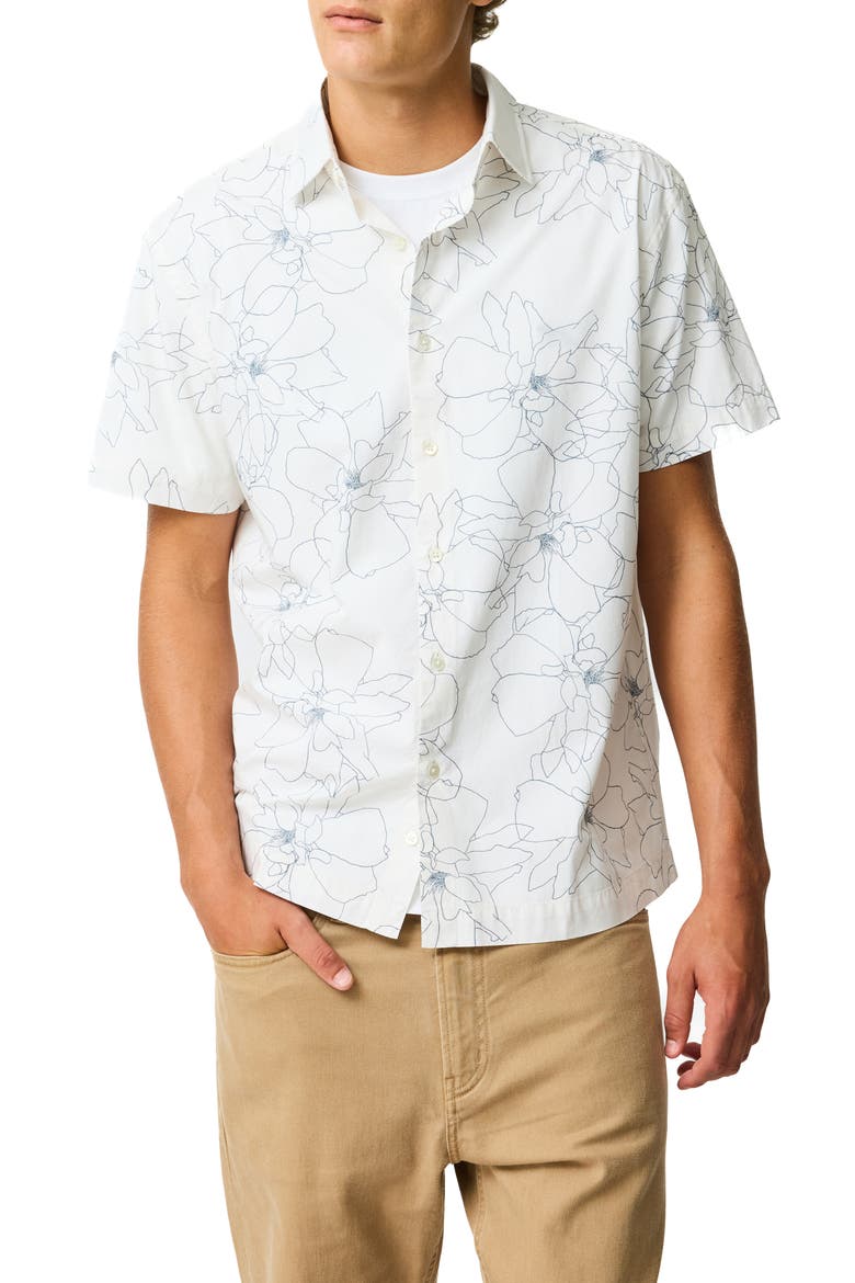 Bird Rock Short Sleeve Button-Up Shirt, Main, color, PORCELAIN