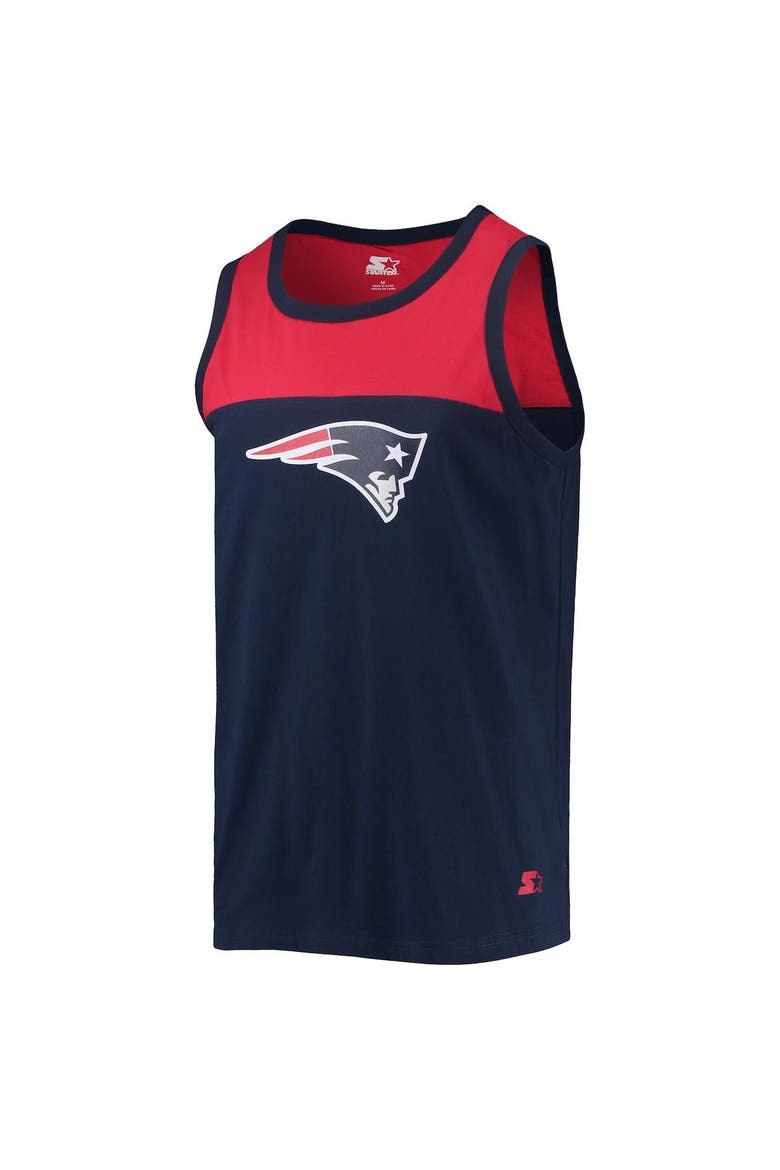 Men's Starter Navy/Red New England Patriots Team Touchdown Fashion Tank Top, Alternate, color, Navy