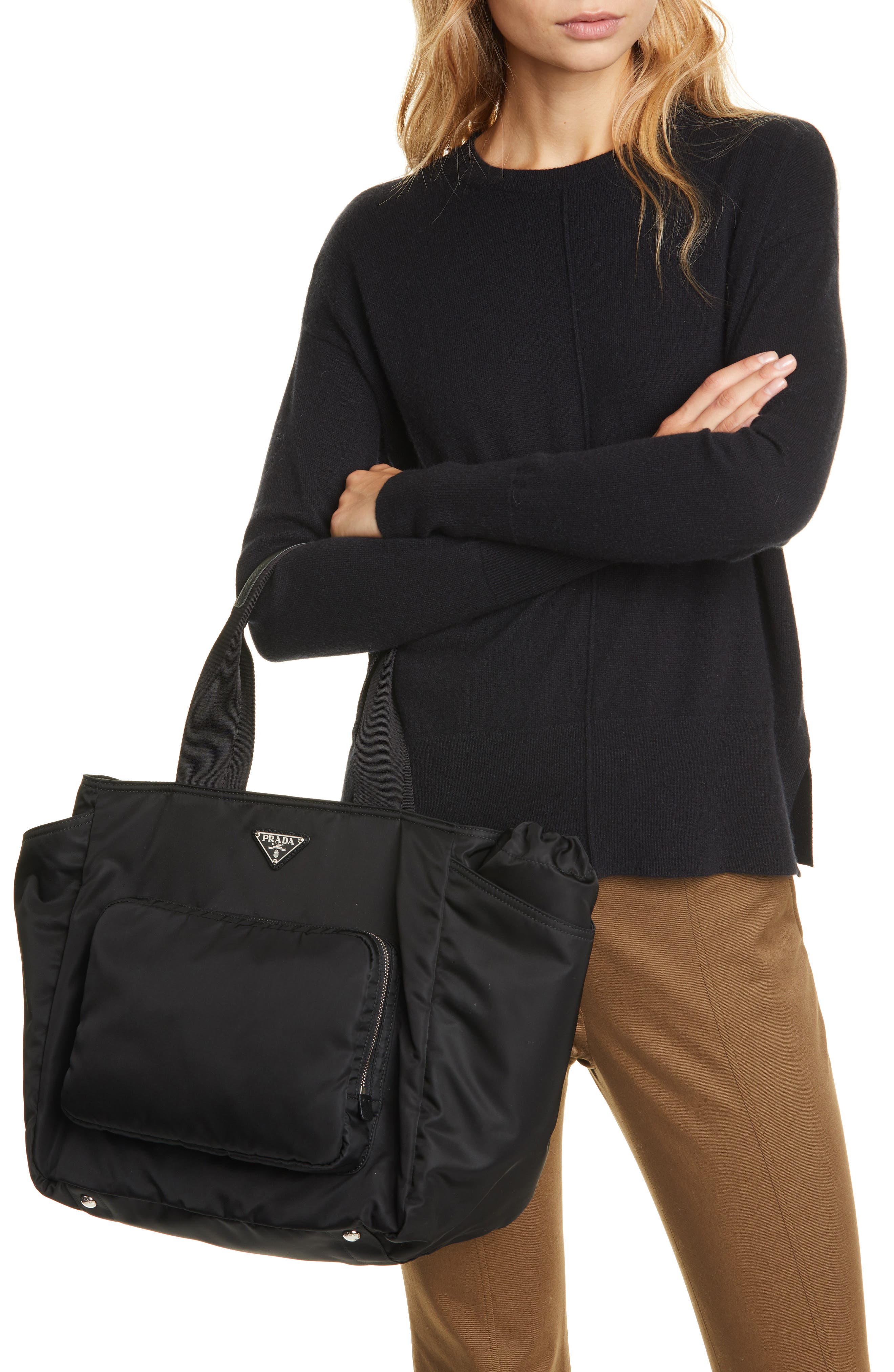 Prada Vela Nylon Baby Bag, Alternate, color, 