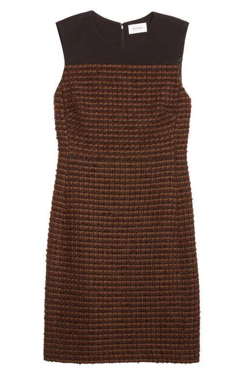 St John St. John Crepe Cady Yoke Tweed Sheath Dress In Brown