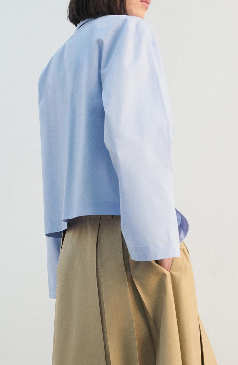 MANGO Crop Button-Up Shirt, Alternate, color, Sky Blue