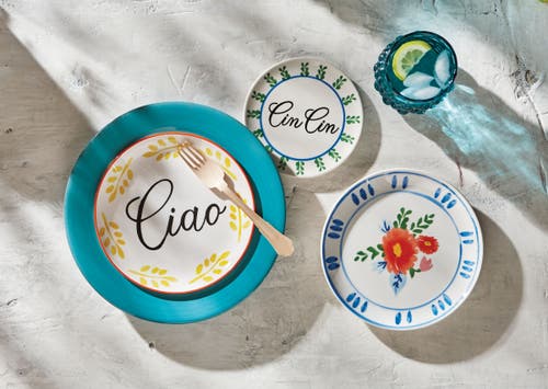 Tag Dolce Vita Ciao Yellow Ceramic Appetizer Plate For Dining In Multi